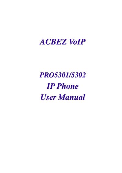 ACBEZ PRO5301/5302 IP Phone User Manual - cover page