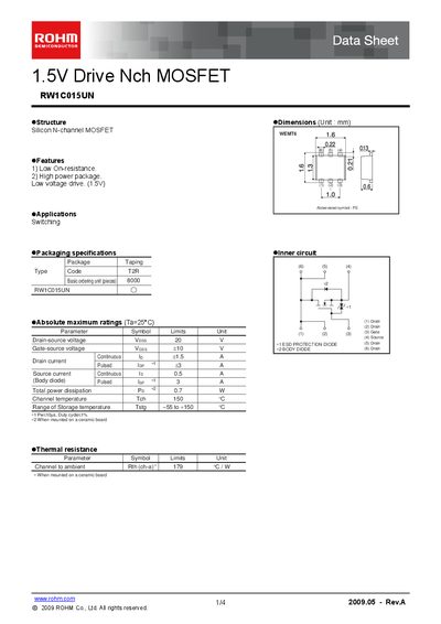 ROHM RW1C015UN Datasheet - cover page