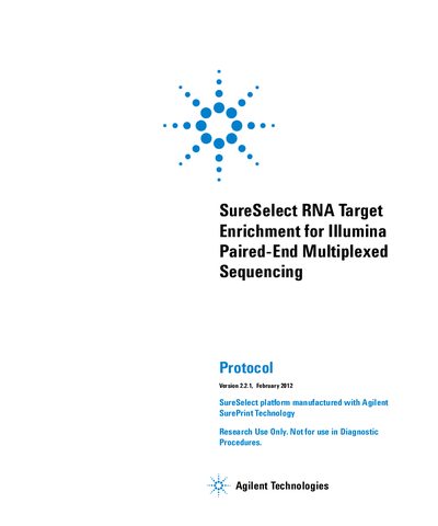Agilent SureSelect RNA Target Enrichment Protocol Version 2.2.1 User Guide - cover page