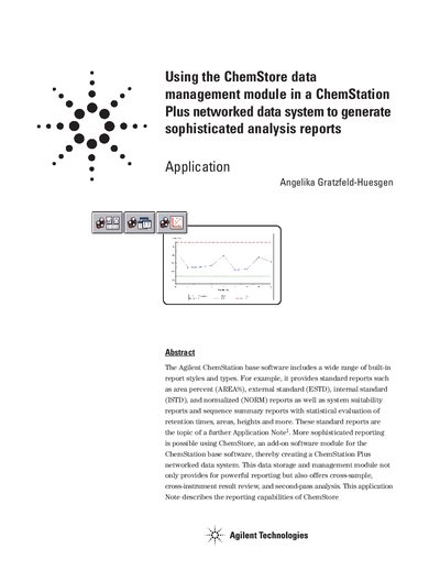 Agilent ChemStore Application Note for Generating Analysis Reports - cover page