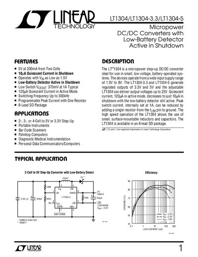LINEAR TECHNOLOGY LT1304/LT1304-3.3/LT1304-5 handbook - cover page