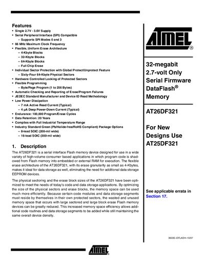 ATMEL AT26DF321/AT25DF321 Manual - cover page