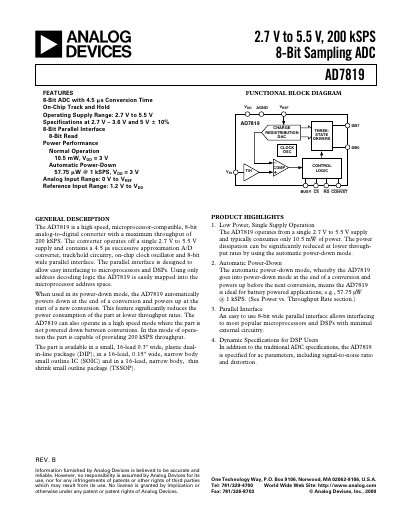 Analog Devices AD7819 Datasheet