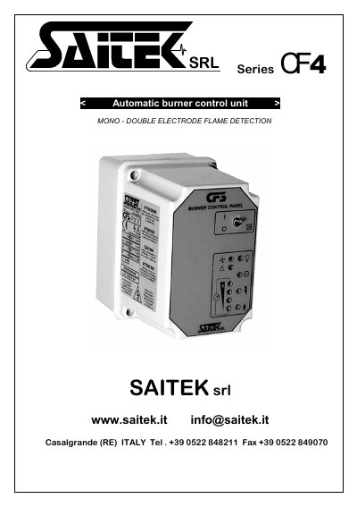 SAITEK CF4 Automatic Burner Control Unit User Manual - cover page