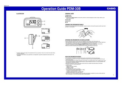 Casio PDM-30B Pedometer Operation Guide - cover page