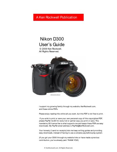 Nikon D300 User Guide - cover page