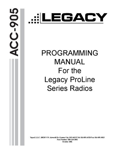 LEGACY ACC-905CD Manual - cover page