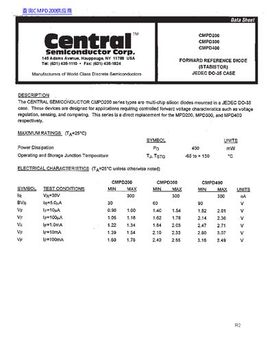 Central CMPD200/CMPD300/CMPD400 handbook - cover page