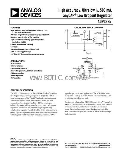 Analog Devices ADP3335 Datasheet - cover page