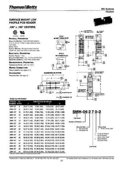 Thomas & Betts IDC Systems Surface Mount Low Profile PCB Header Datasheet - cover page