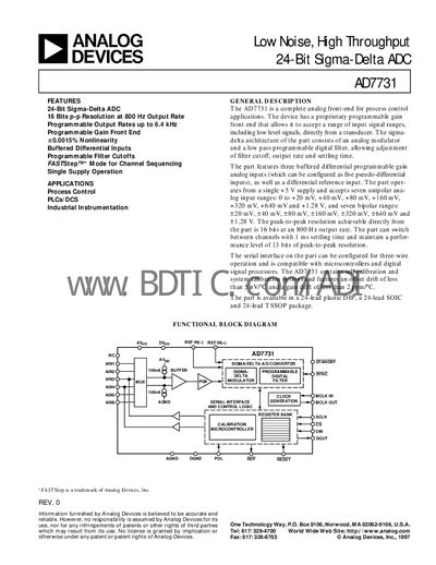 Analog Devices AD7731 Datasheet - cover page