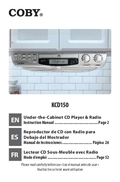 Coby KCD150 Under-the-Cabinet CD Player/Radio User Manual - cover page