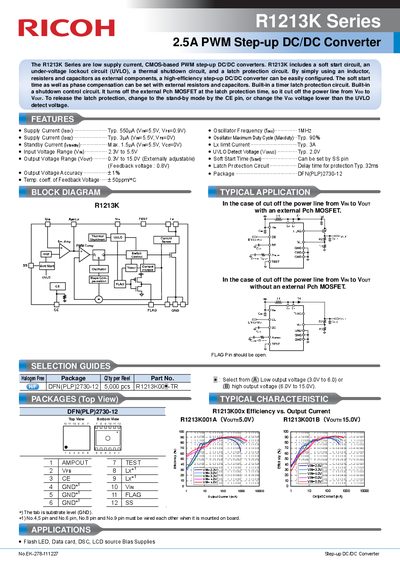 Ricoh R1213K Series Step-up DC/DC Converter Datasheet - cover page