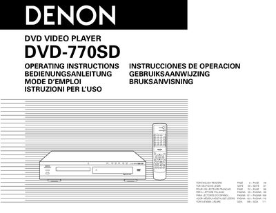 Denon DVD-770SD DVD Video Player User Manual - cover page