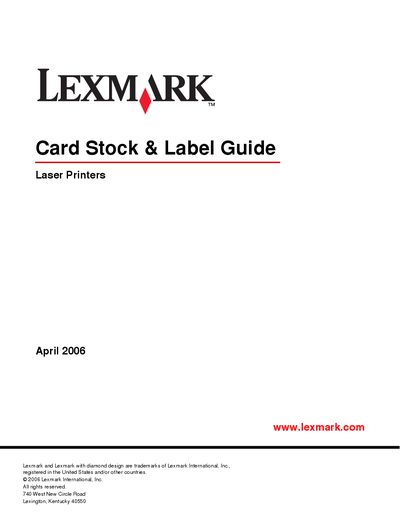 Lexmark Card Stock and Label Guide - cover page
