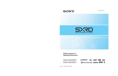 Sony KDS-R50XBR1 / KDS-R60XBR1 Projection TV Operating Instructions - cover page