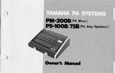 Yamaha PM-200B/PS-100B/75B PA System User Manual - cover page