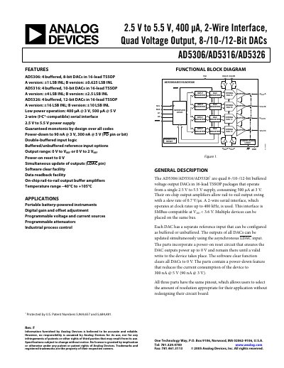 Analog Devices AD5306/AD5316/AD5326 Product Handbook - cover page