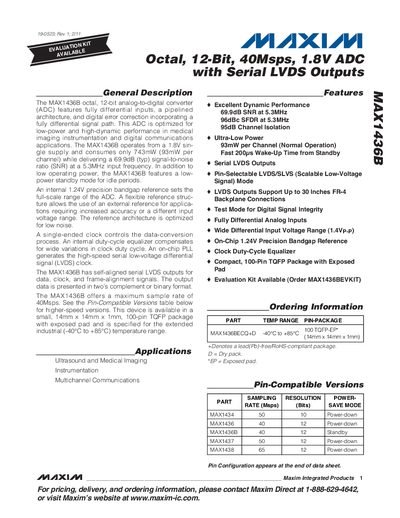 Maxim MAX1436B ADC Datasheet - cover page