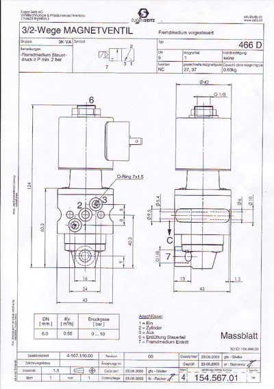 Eugen Seitz 466 D Solenoid Valve Data Sheet - cover page