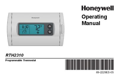 Honeywell RTH2310 Operating Manual - cover page
