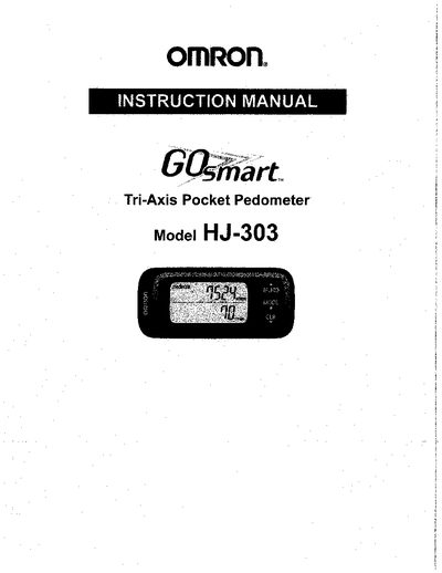 Omron HJ-303 Tri-Axis Pocket Pedometer Instruction Manual - cover page