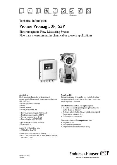 Endress+Hauser Proline Promag 50P/53P User Manual
