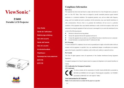 ViewSonic PJ400 Portable LCD Projector User Manual - cover page