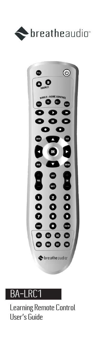 BreatheAudio BA-LRC1 Learning Remote Control User Guide - cover page
