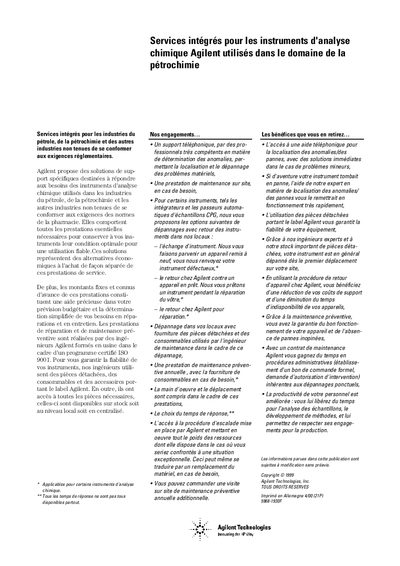 Agilent Integrated Services for Chemical Analysis Instruments - cover page