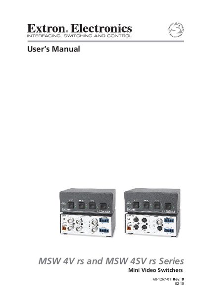 Extron MSW 4V rs / MSW 4SV rs Video Switcher User Manual - cover page