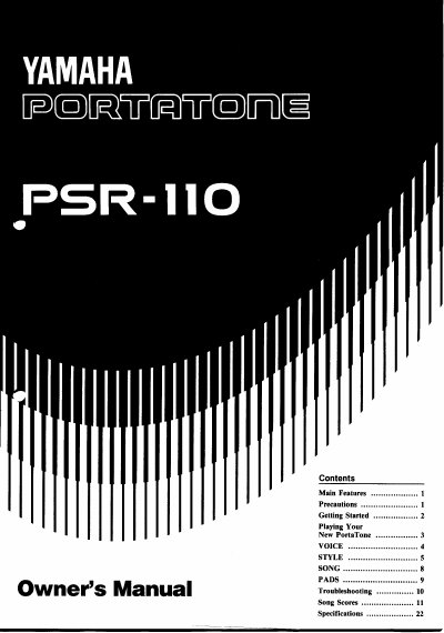 YAMAHA PSR-110 Manual