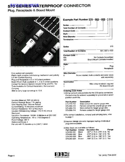 EOAC 570 SERIES Waterproof Connector Product Leaflet - cover page