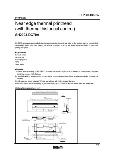 ROHM SH2004-DC70A Printhead User Manual - cover page