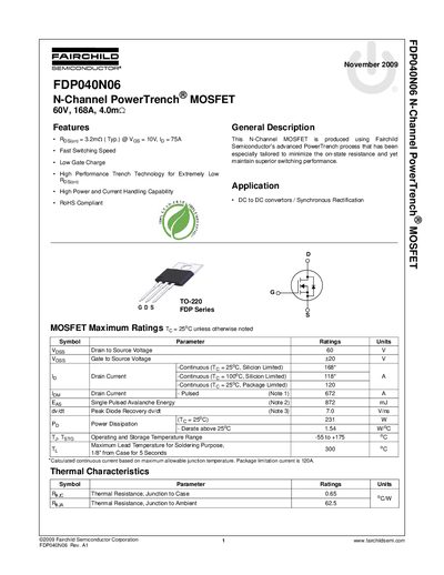 FAIRCHILD FDP040N06 handbook